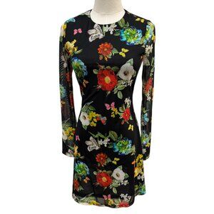 Alice + Olivia Black Floral Long Sleeve Fit & Flare Dress – Size 4